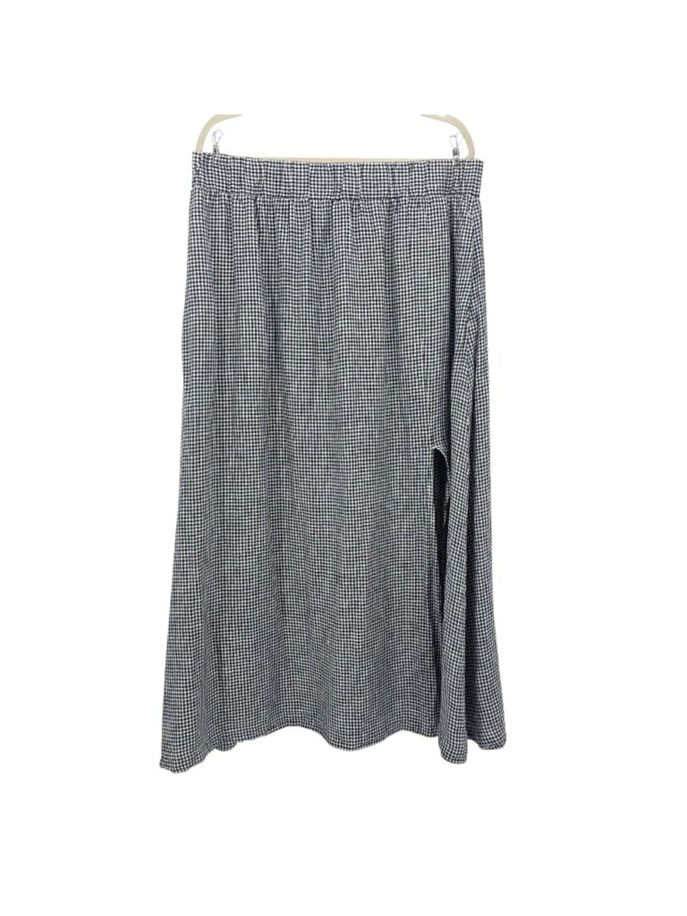 Quince Womens XL Skirt 100% European Linen Maxi Skirt Gingham Check Black White